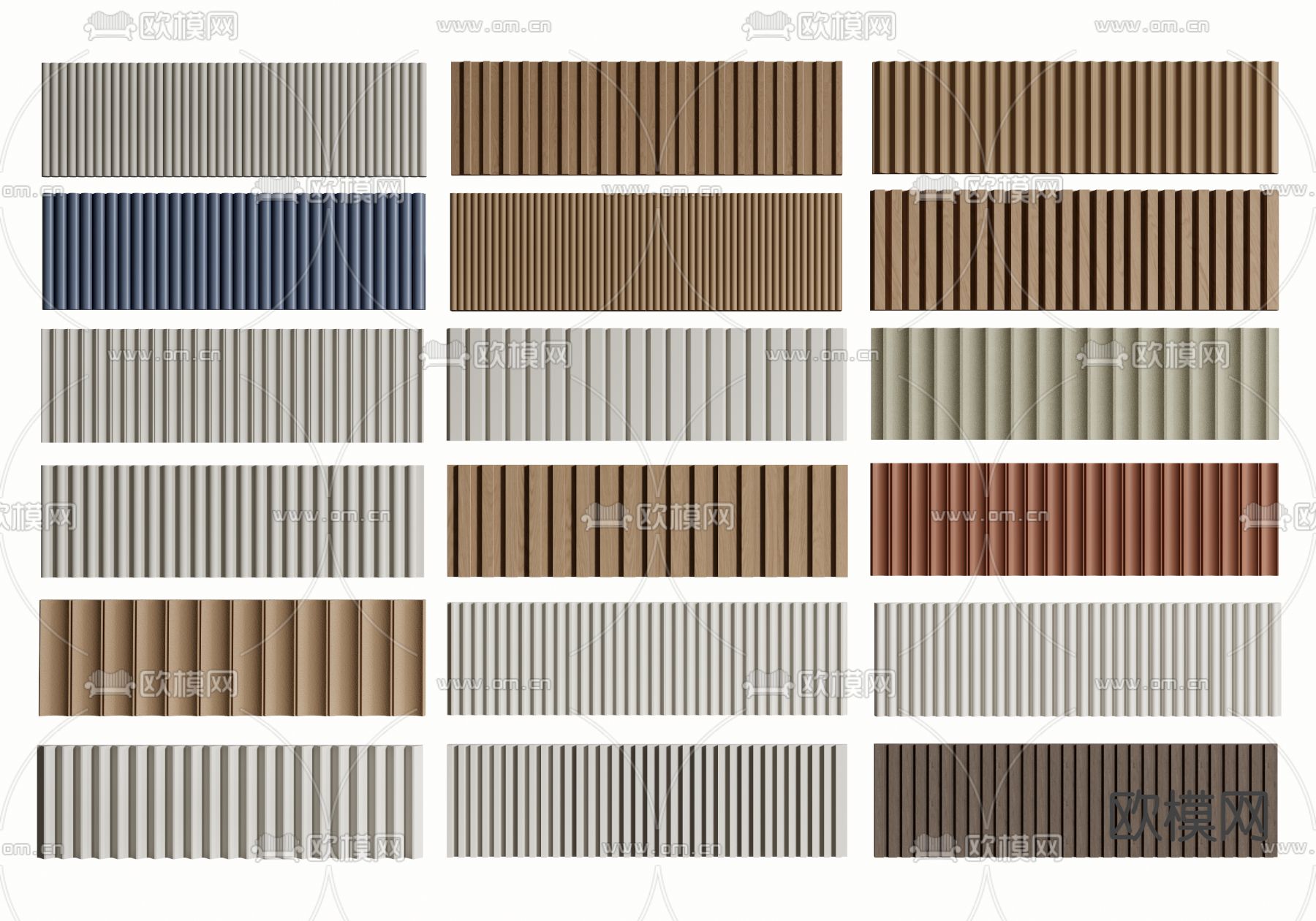 护墙板 格栅板 长城板su模型下载（渲染图1）