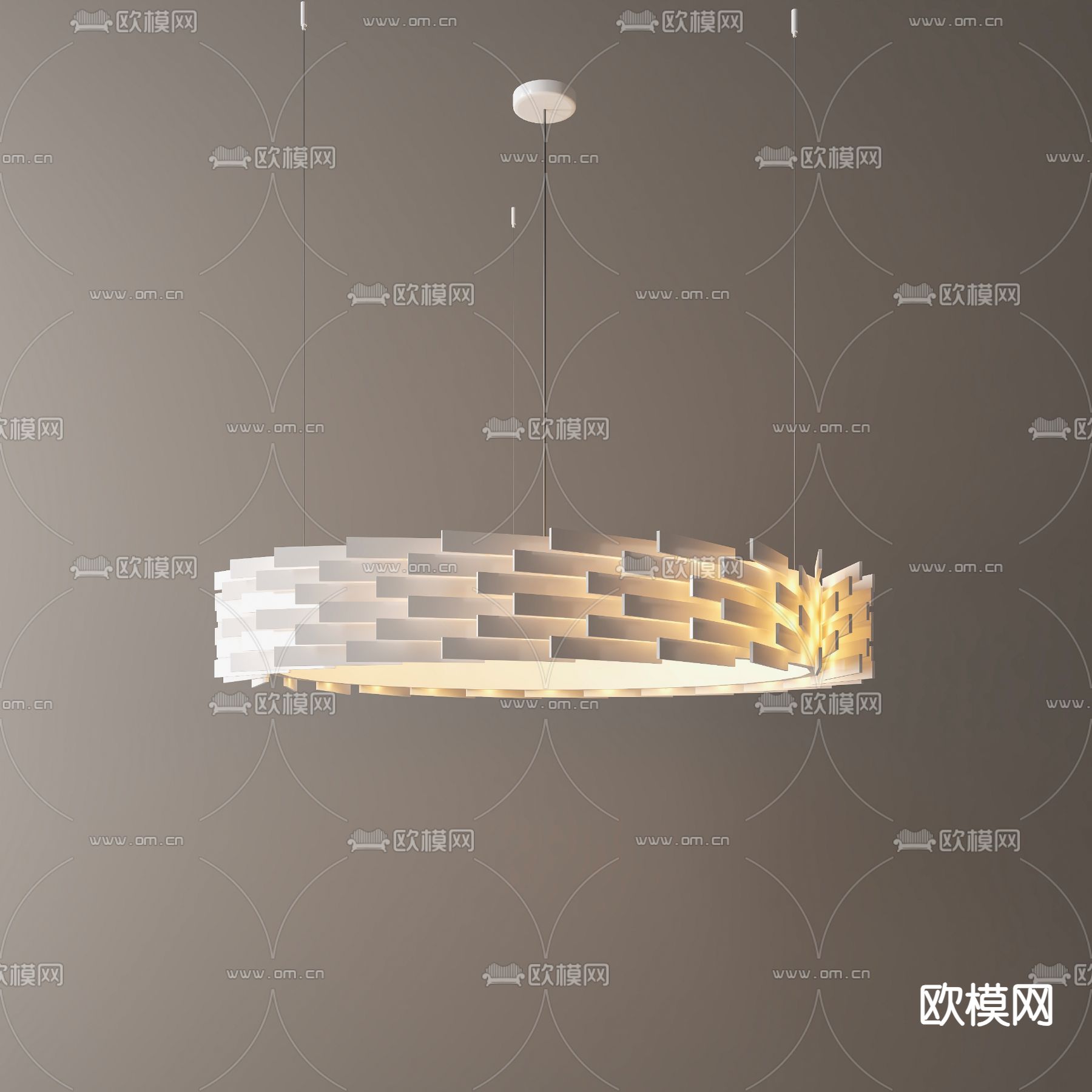 奶油风吊灯su模型下载（渲染图1）