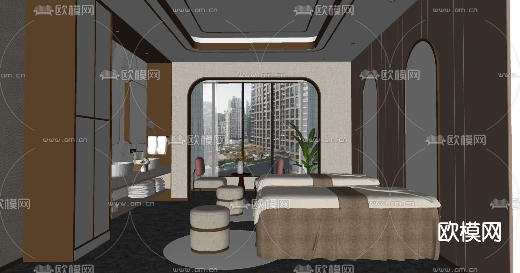 SPA包房su模型下载（渲染图2）