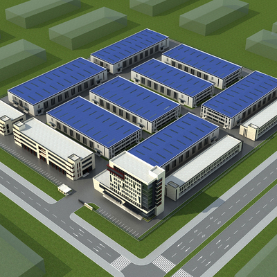  工业风厂房鸟瞰su模型 