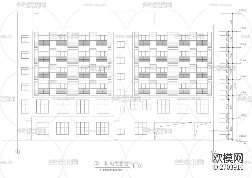 民警宿舍樓CAD施工圖下載(渲染圖5)