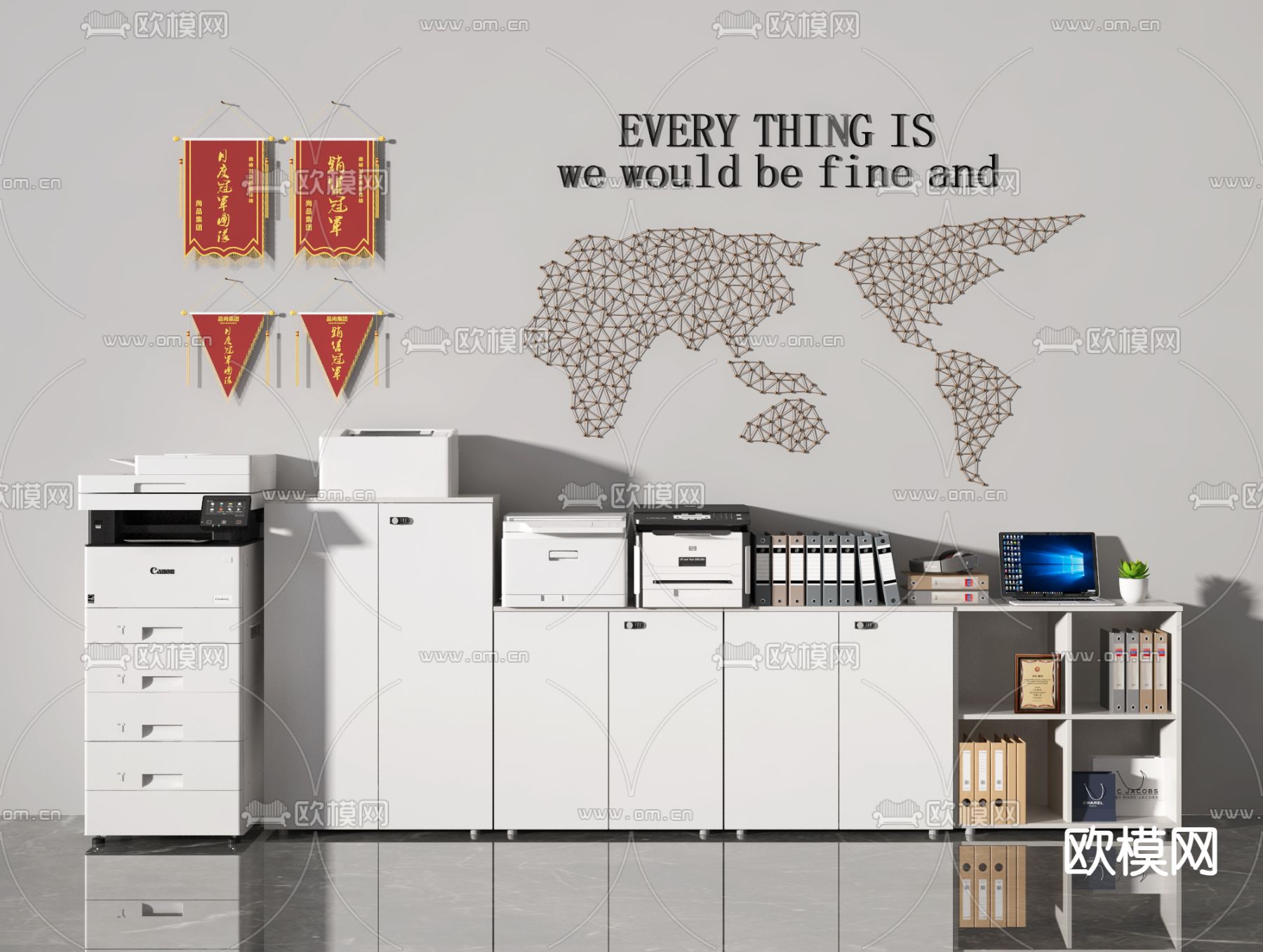 文件柜 办公柜 打印机3d模型下载