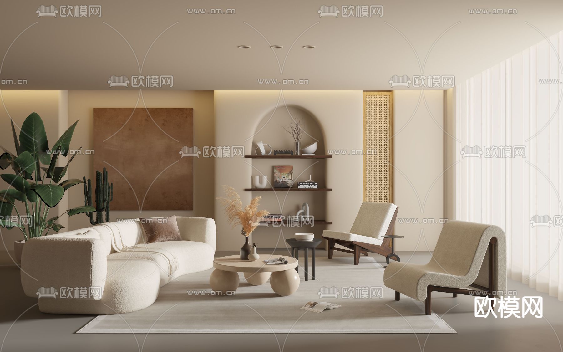 侘寂风客厅3d模型下载