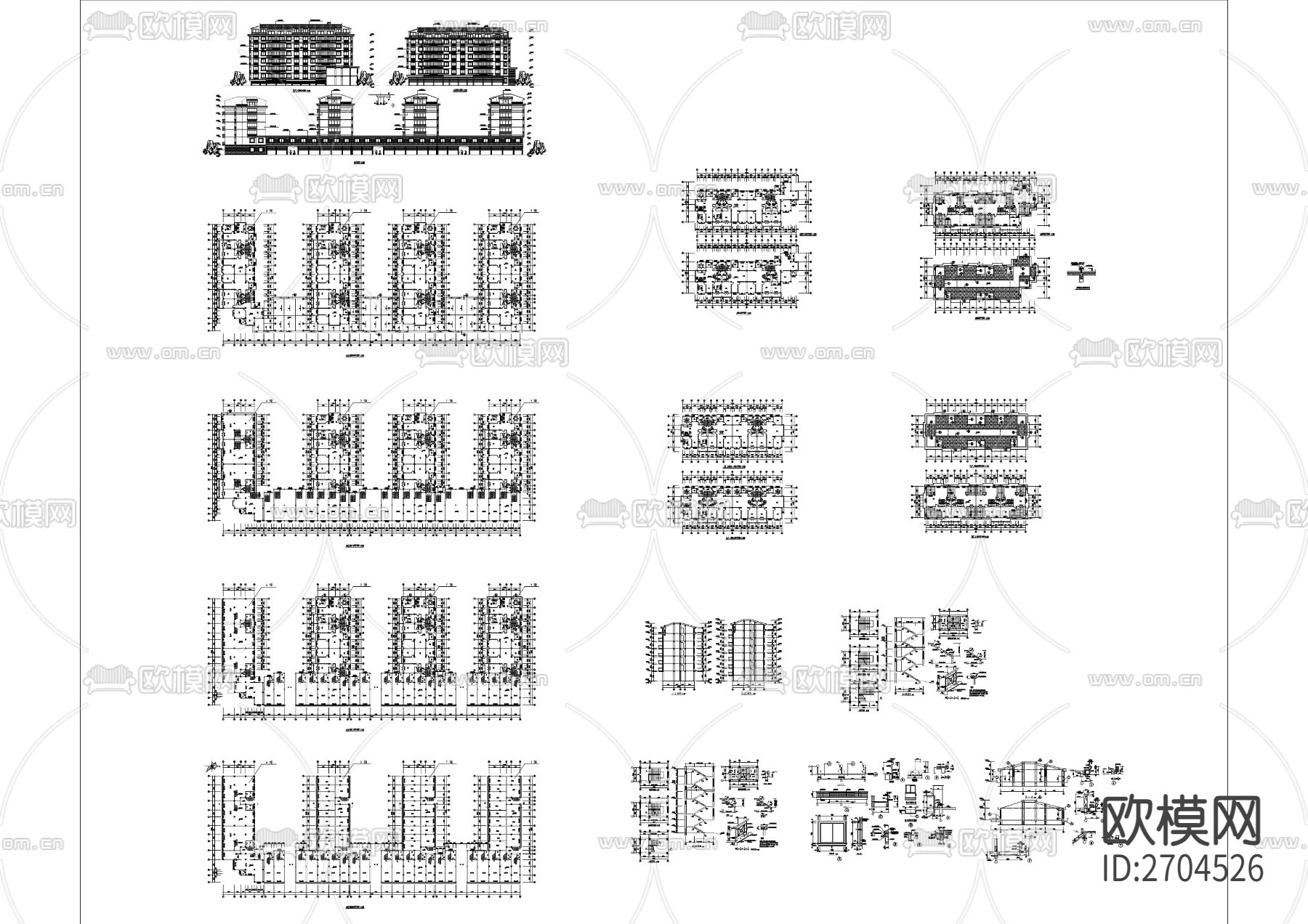 联建房建筑CAD施工图下载（渲染图5）