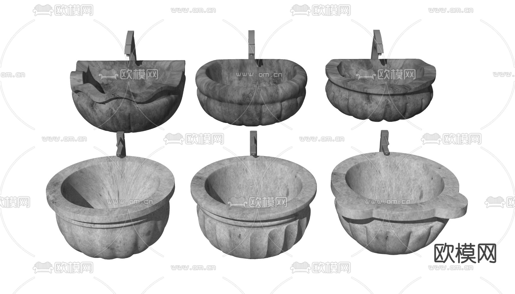 侘寂台盆 洗手台su模型下载（渲染图2）