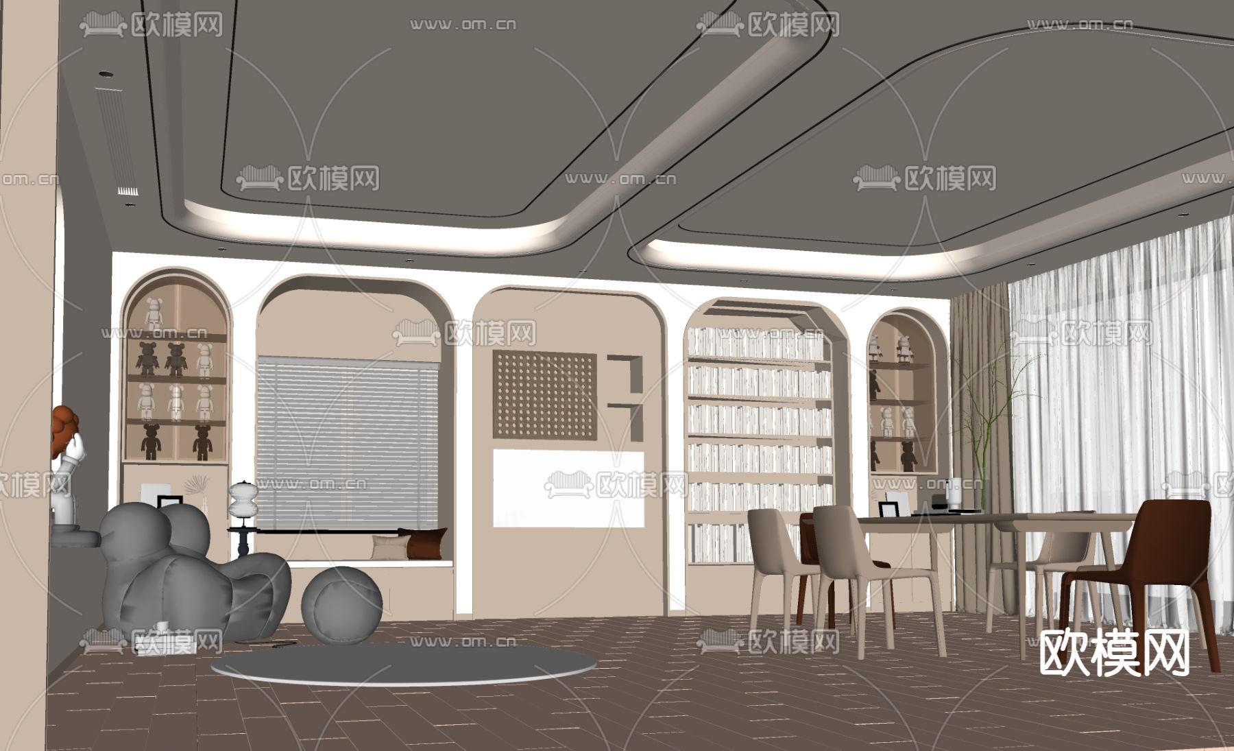 现代餐厅su模型下载（渲染图2）