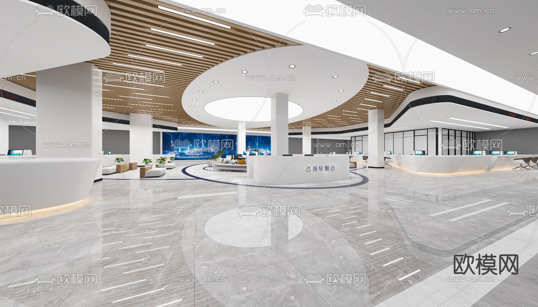 政务大厅 服务大厅3d模型下载（渲染图3）