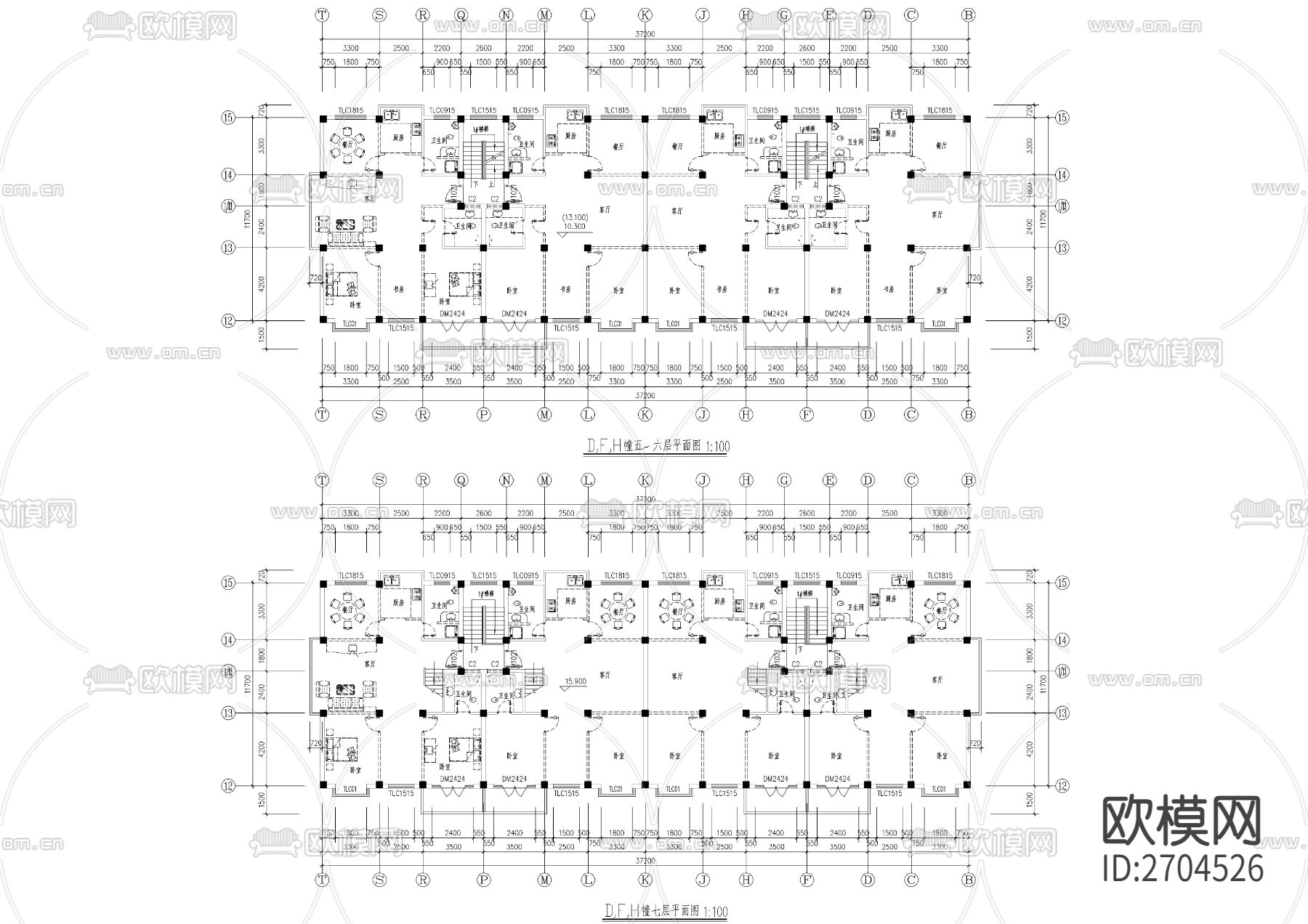 联建房建筑CAD施工图下载（渲染图7）