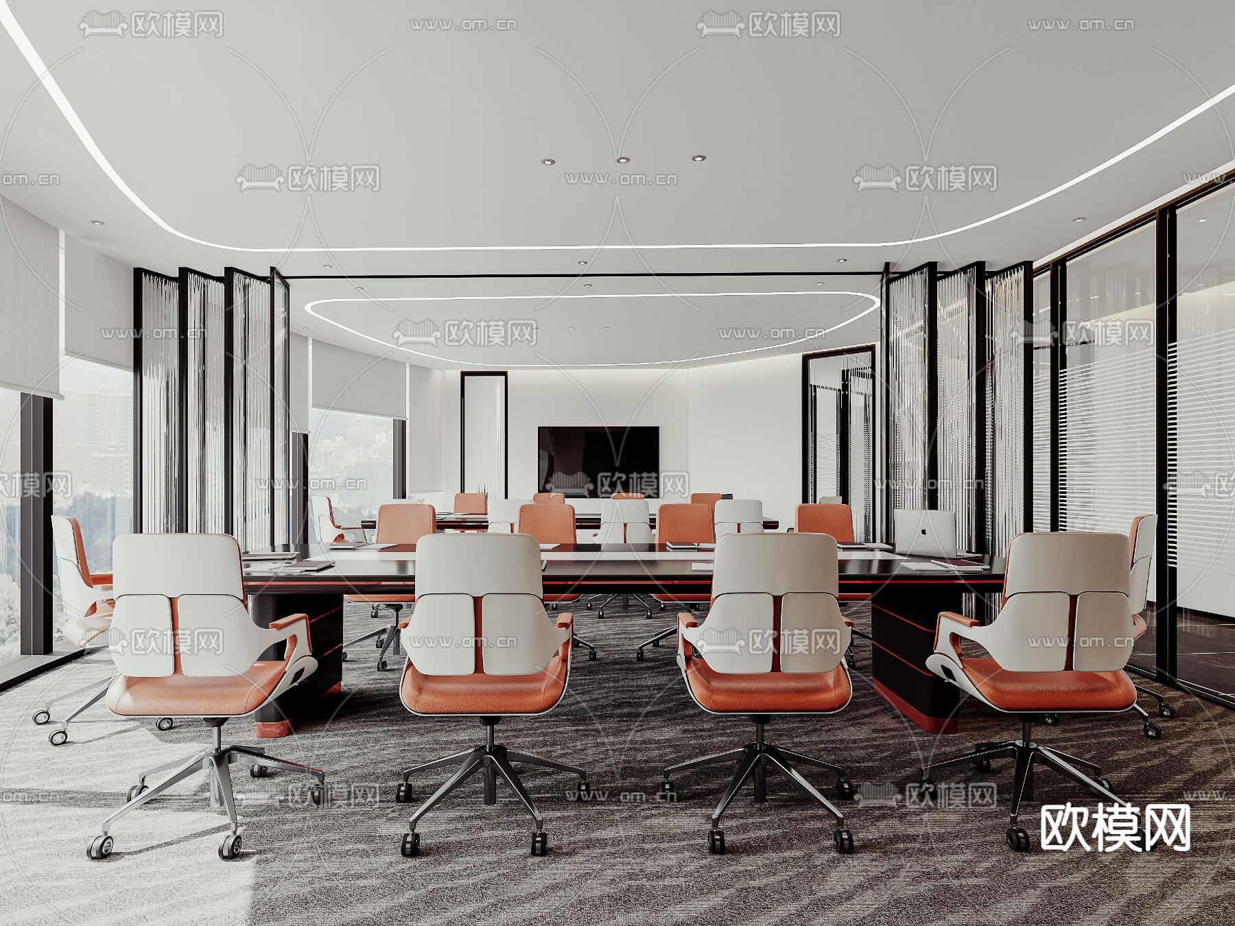现代会议室su模型下载（渲染图4）