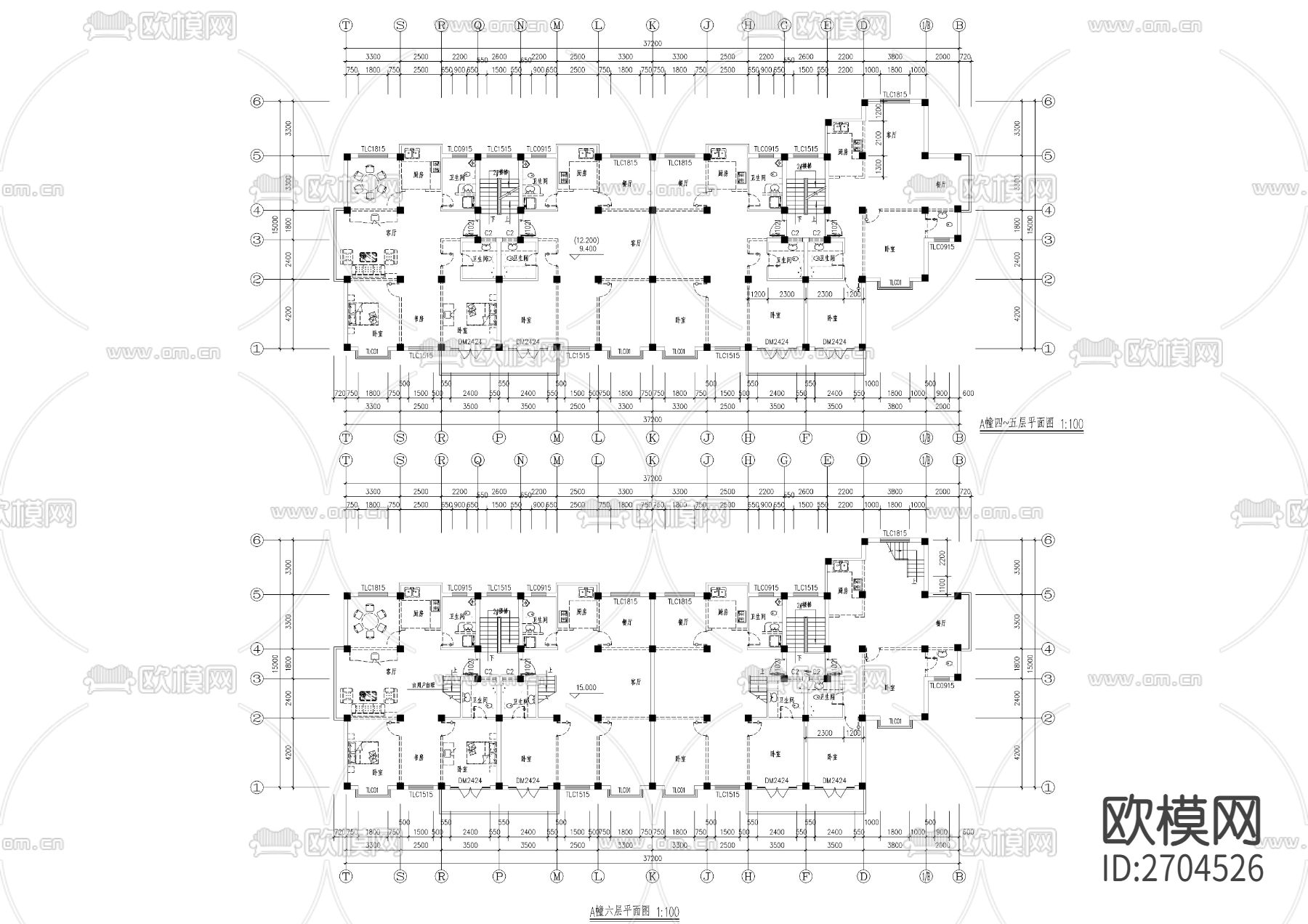 联建房建筑CAD施工图下载（渲染图6）