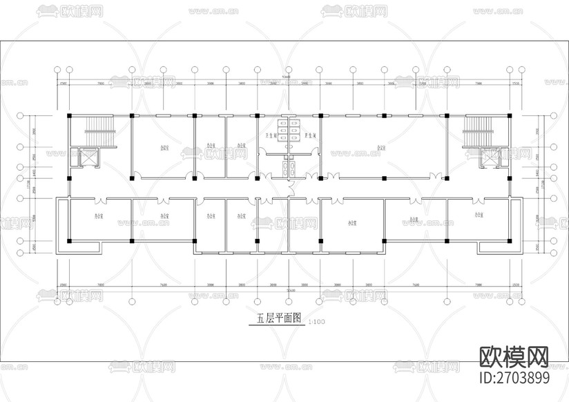 市殘聯(lián)大廈CAD施工圖下載(渲染圖6)