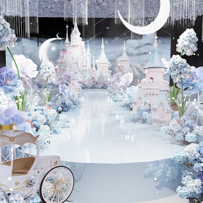  婚礼宴会厅su模型 