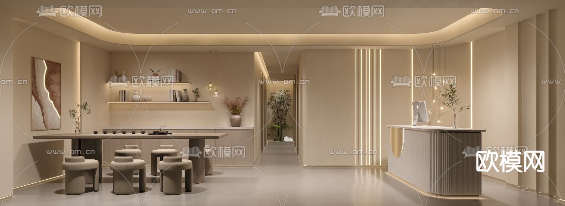 侘寂风美容院3d模型