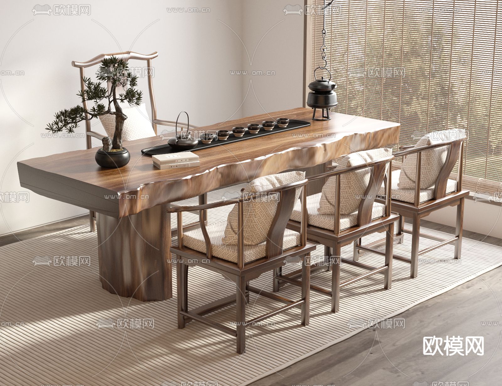 新中式茶桌 茶台3d模型下载