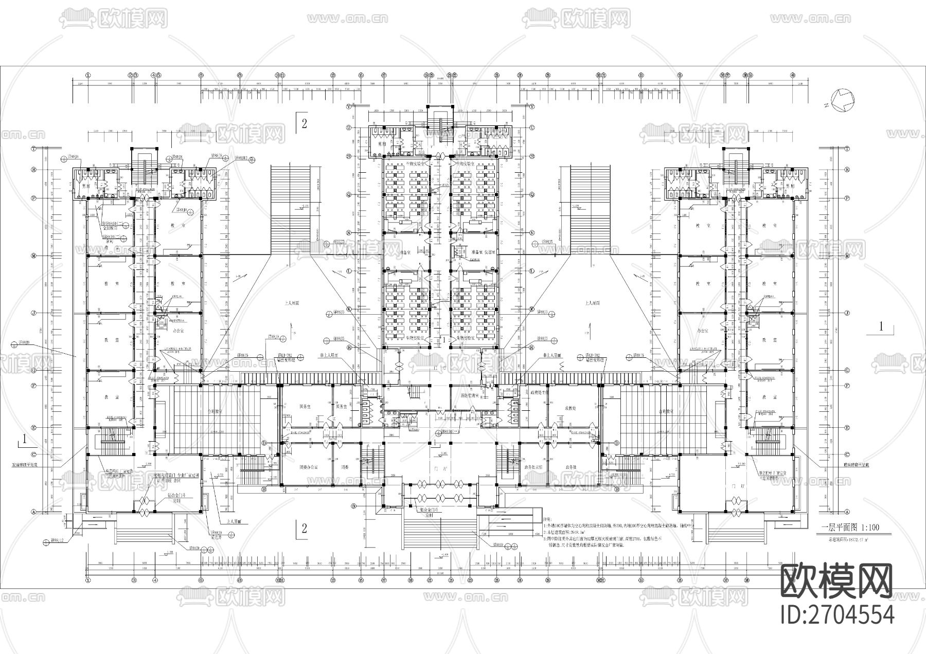 某教学楼建筑CAD施工图下载（渲染图8）