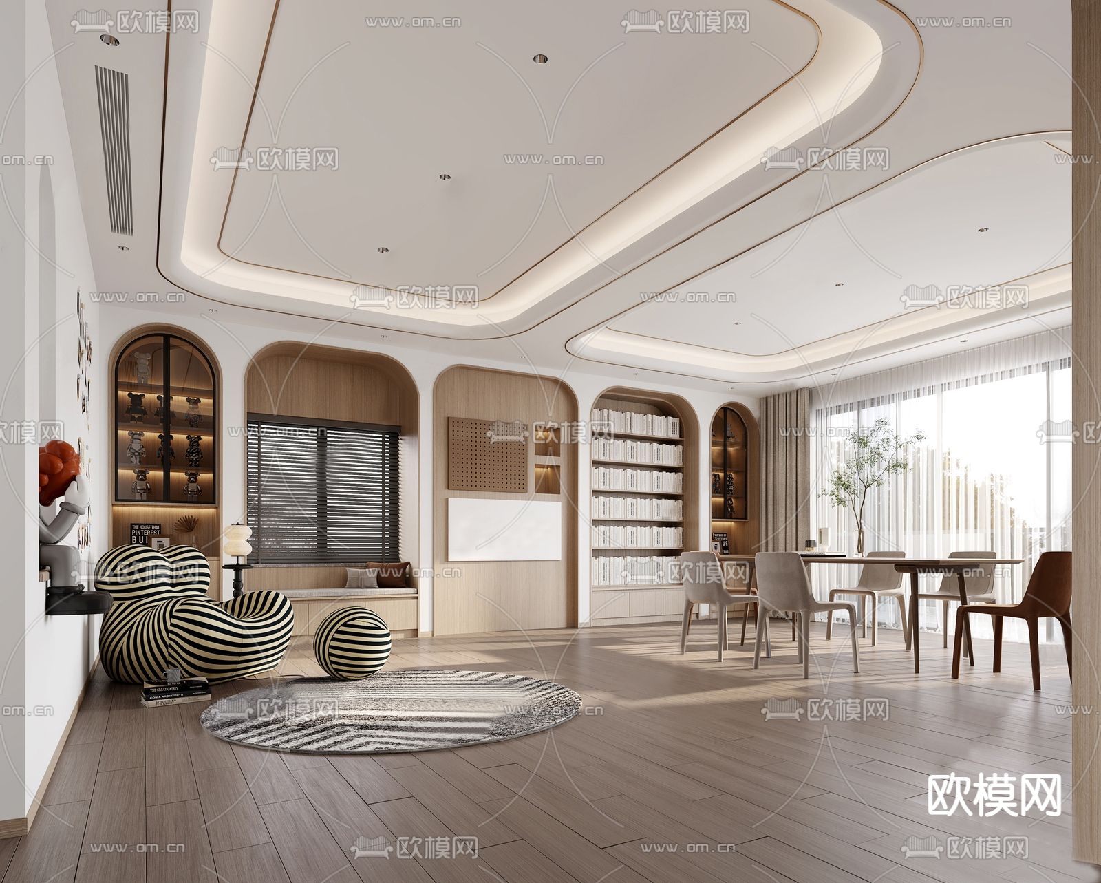 现代餐厅su模型下载（渲染图1）