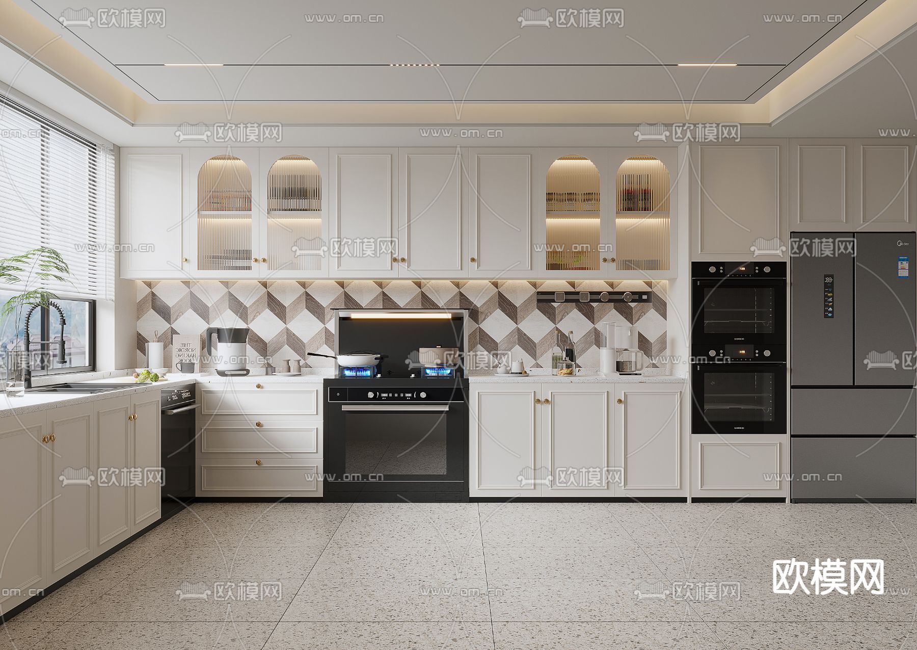 法式厨房 橱柜3d模型