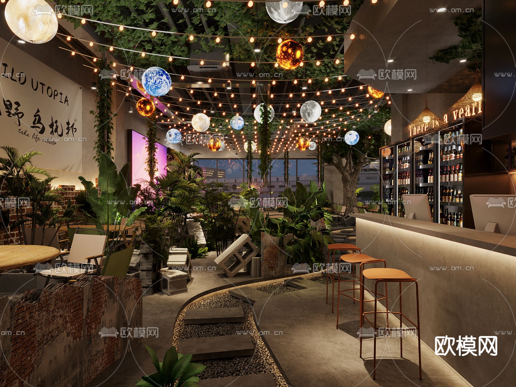 露营酒吧 音乐餐吧3d模型下载（渲染图2）