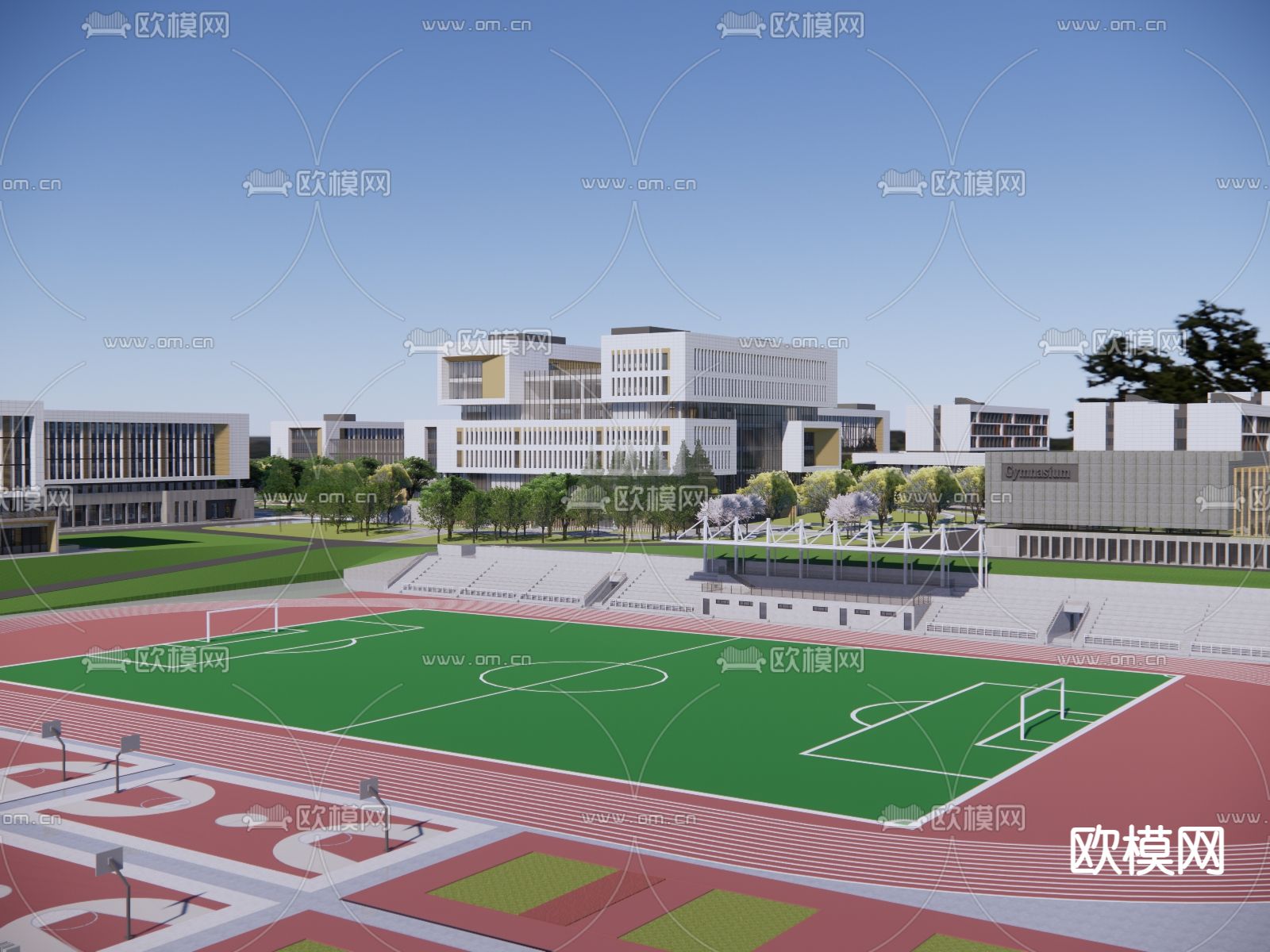 文教建筑 学校鸟瞰su模型下载（渲染图2）