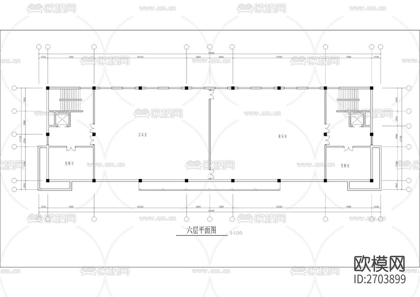 市殘聯(lián)大廈CAD施工圖下載(渲染圖7)