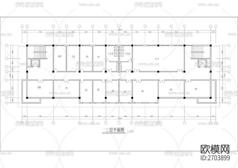 市殘聯(lián)大廈CAD施工圖下載(渲染圖3)