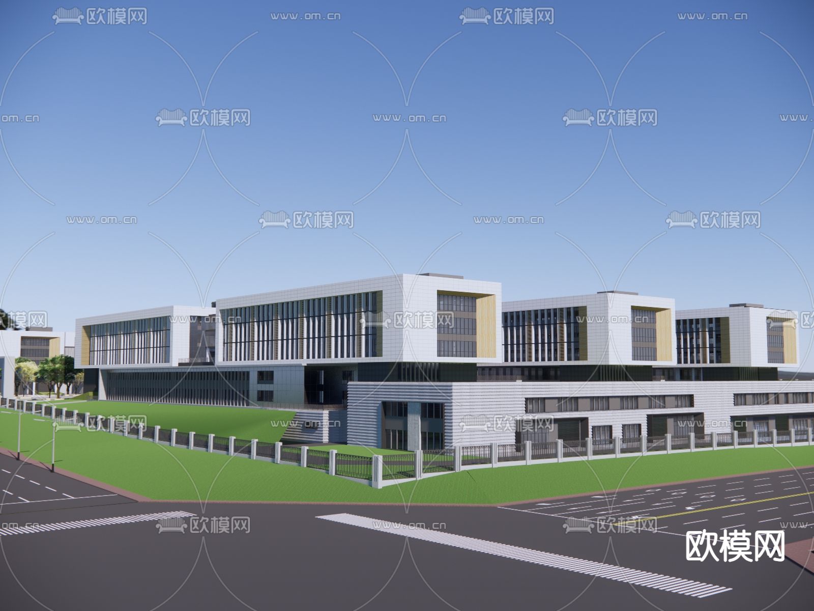 文教建筑 学校鸟瞰su模型下载（渲染图3）