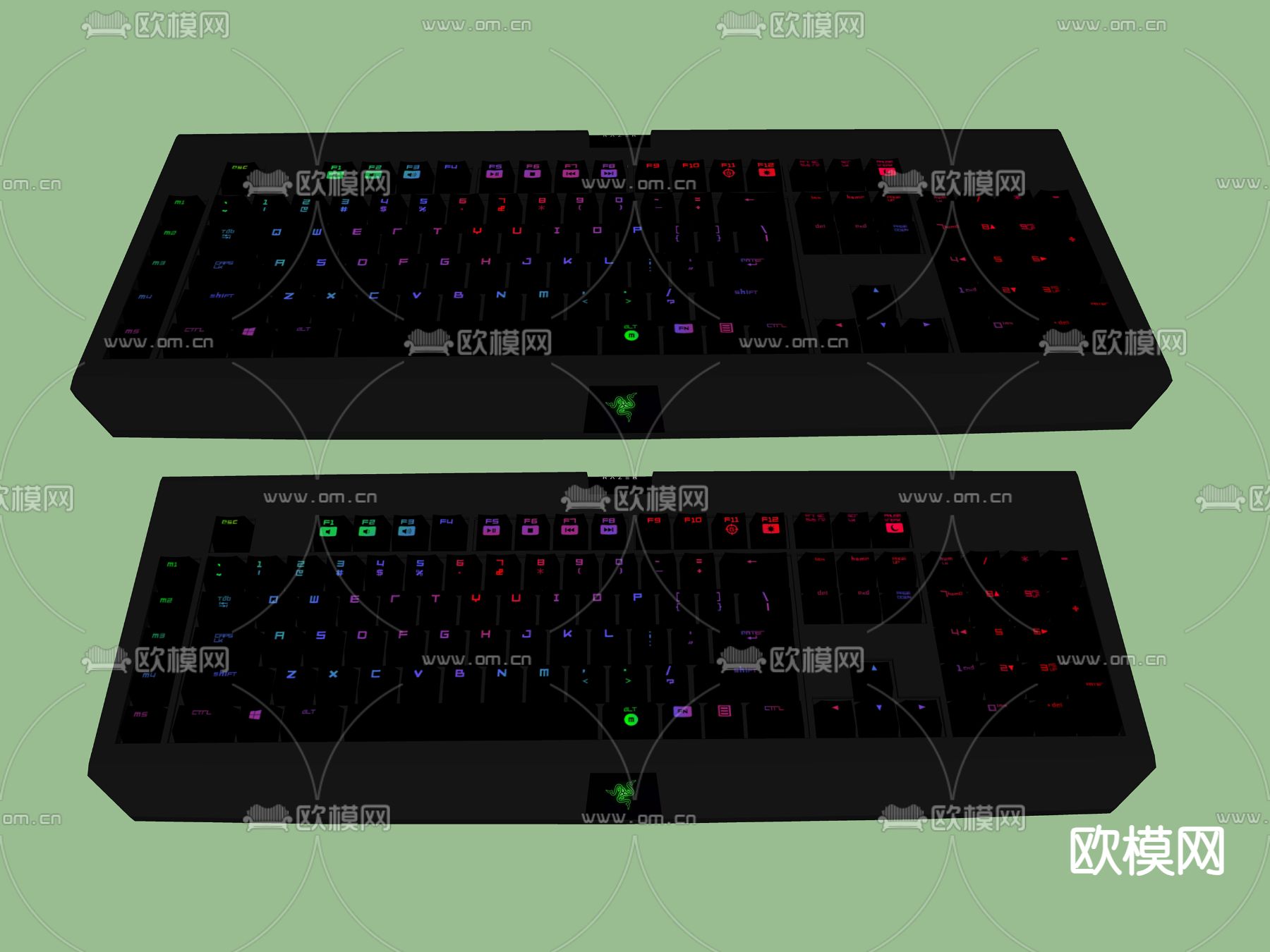 雷蛇游戏键盘su模型下载（渲染图2）