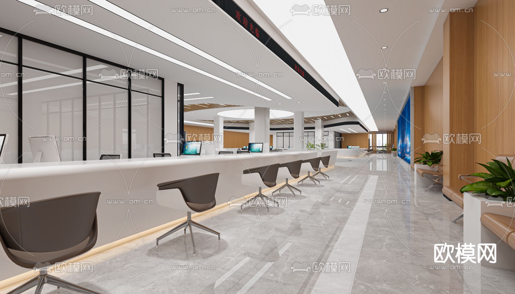 政务大厅 服务大厅3d模型下载（渲染图6）