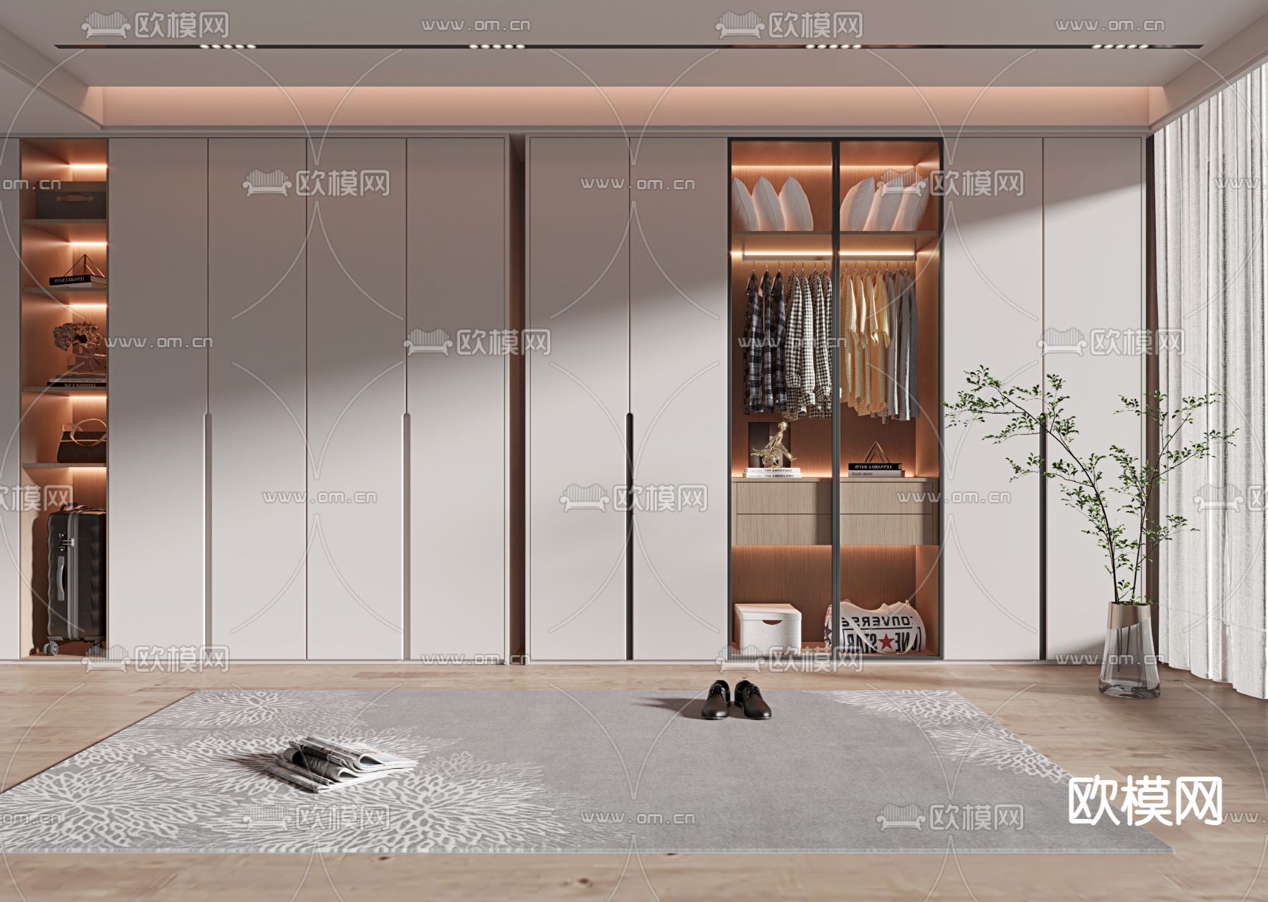 现代衣柜3d模型下载