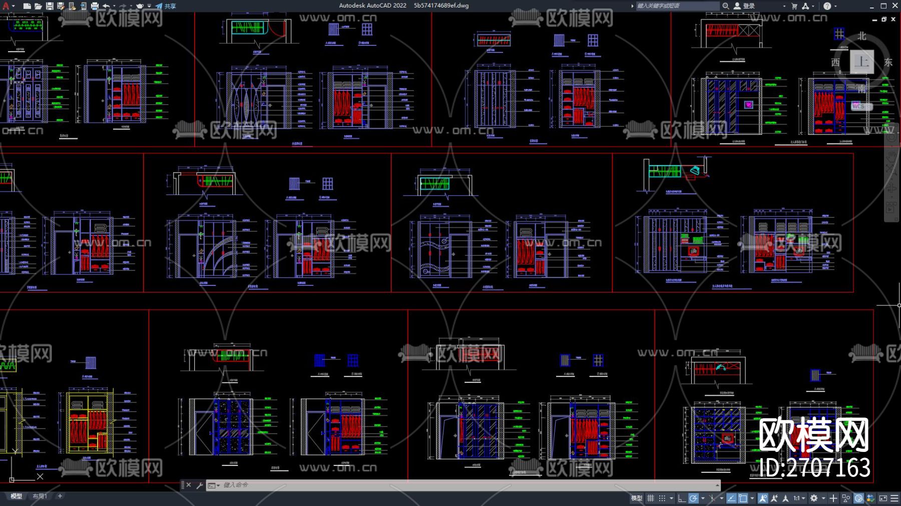 CAD定制衣柜设计 衣柜 定制衣柜cad图库下载（渲染图3）