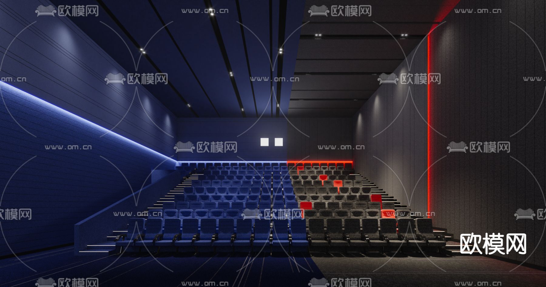 现代电影院放映厅su模型下载（渲染图1）