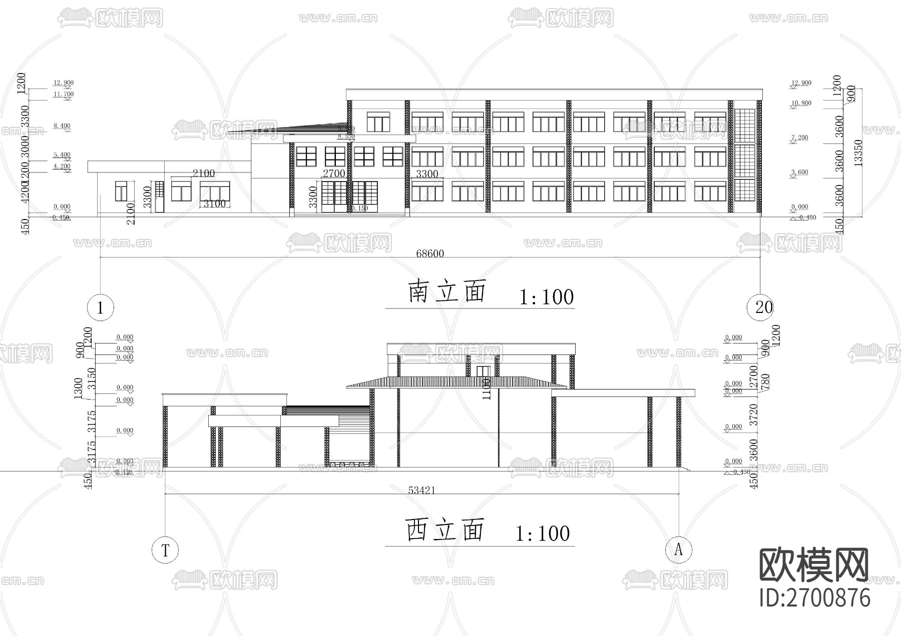 中小学教学楼CAD施工图下载（渲染图4）