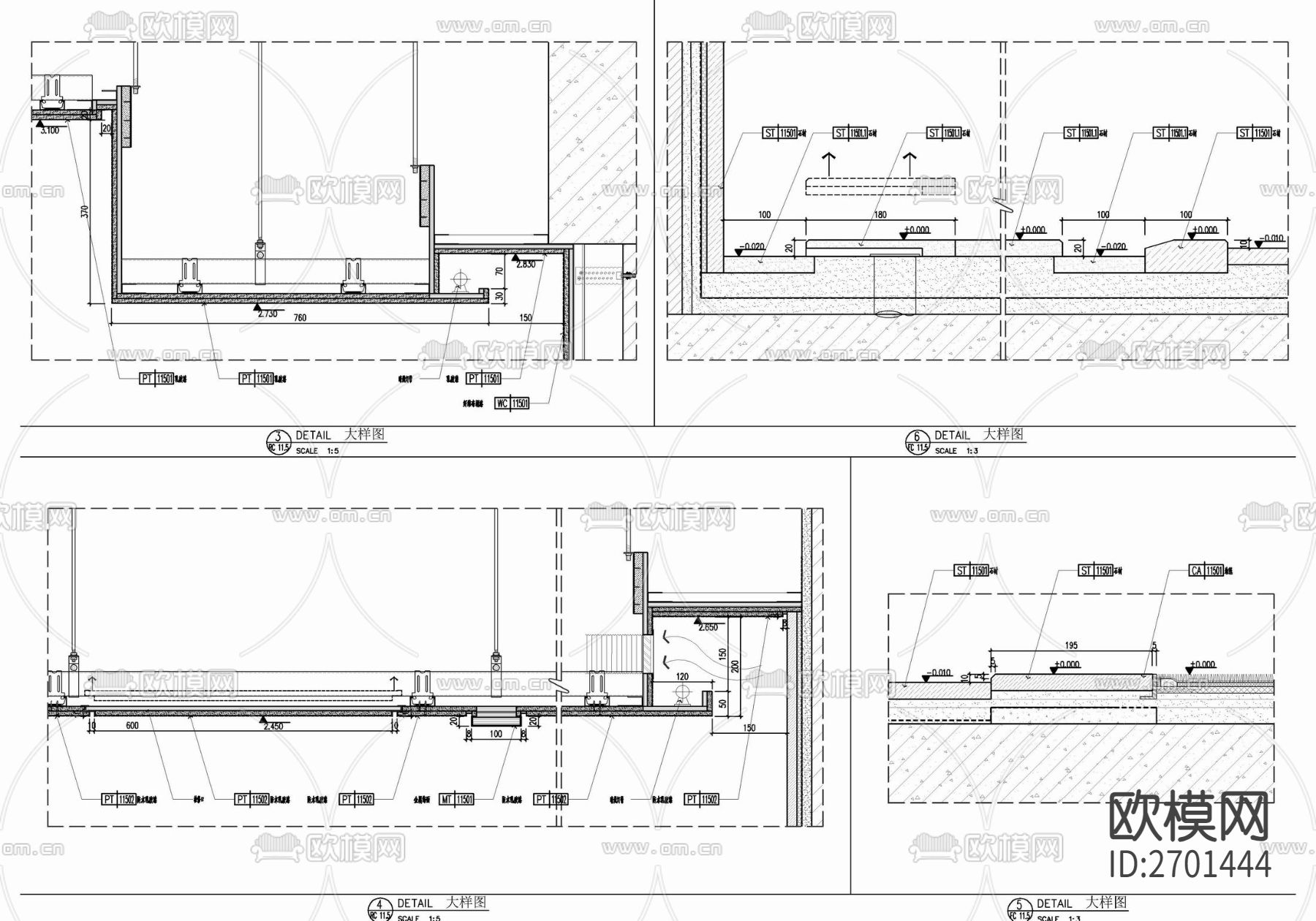 50㎡酒店大床房室内cad施工图下载（渲染图10）