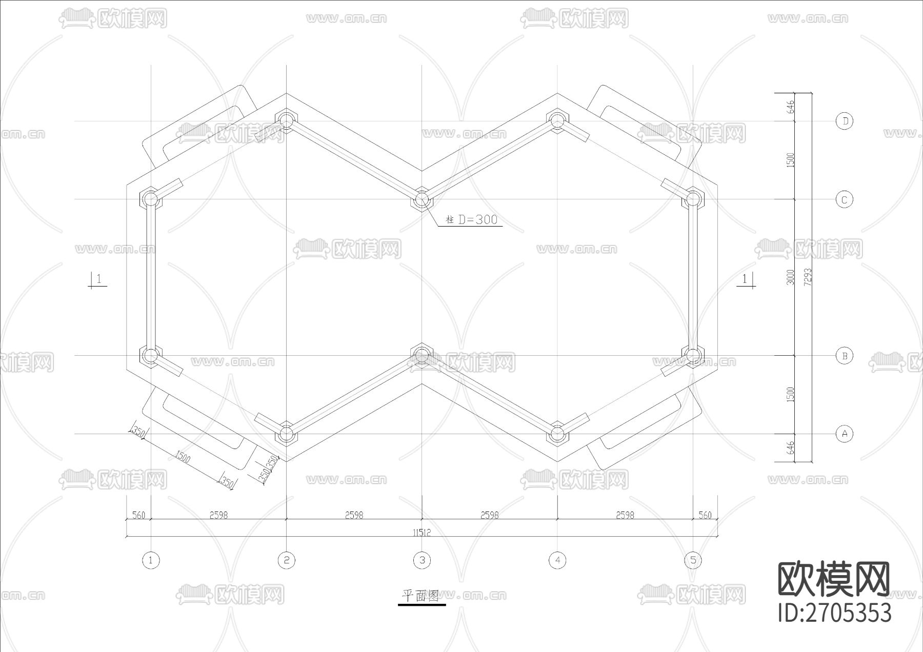 木结构六角连亭节点大样下载（渲染图2）