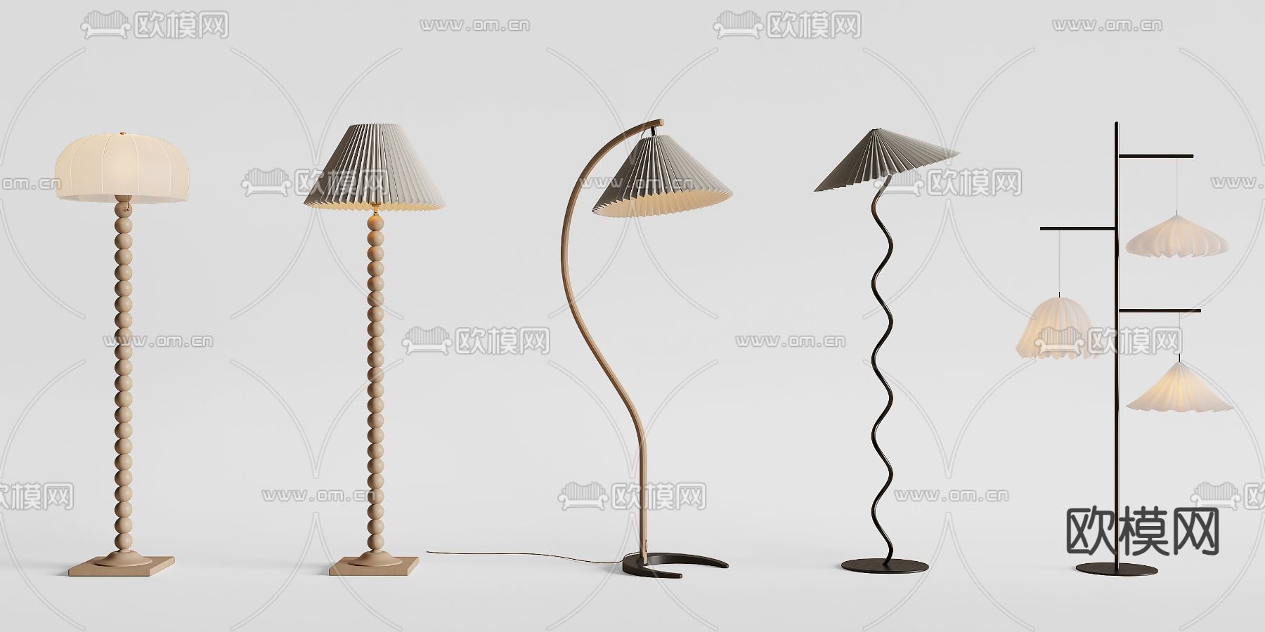 奶油风落地灯3d模型下载