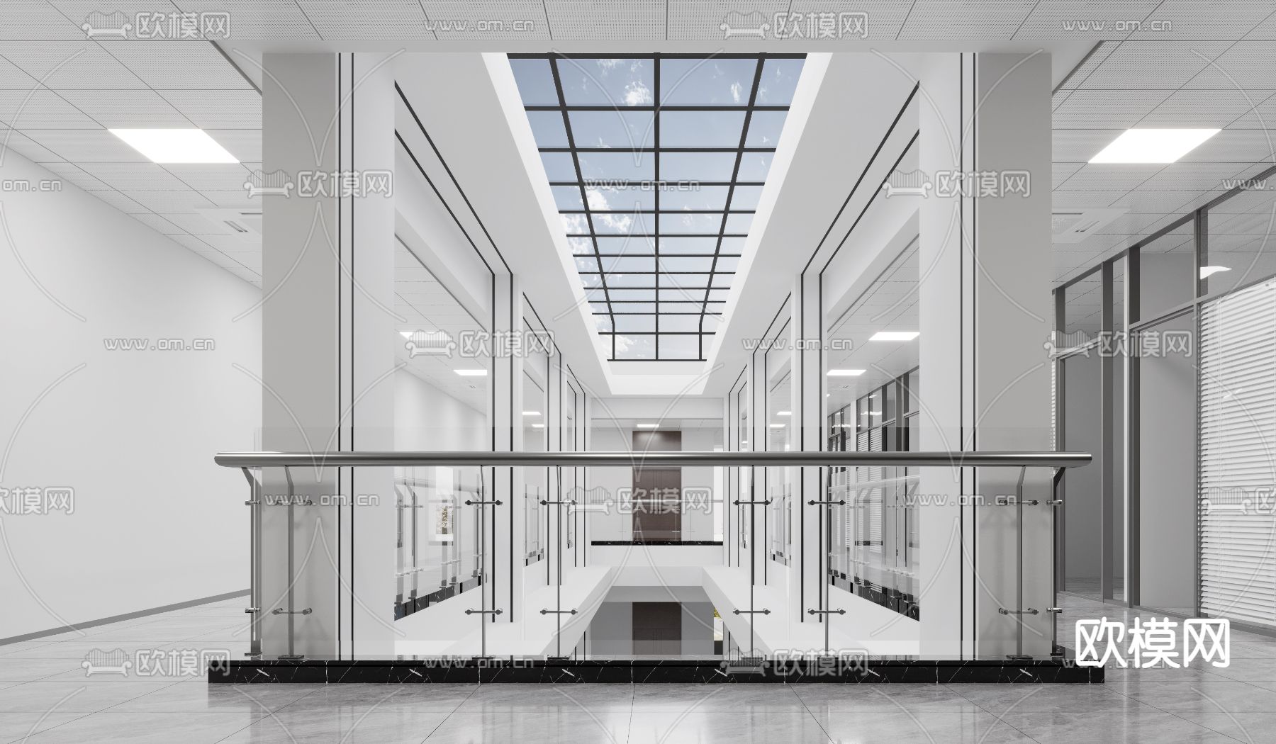 办公室走廊 中庭3d模型下载