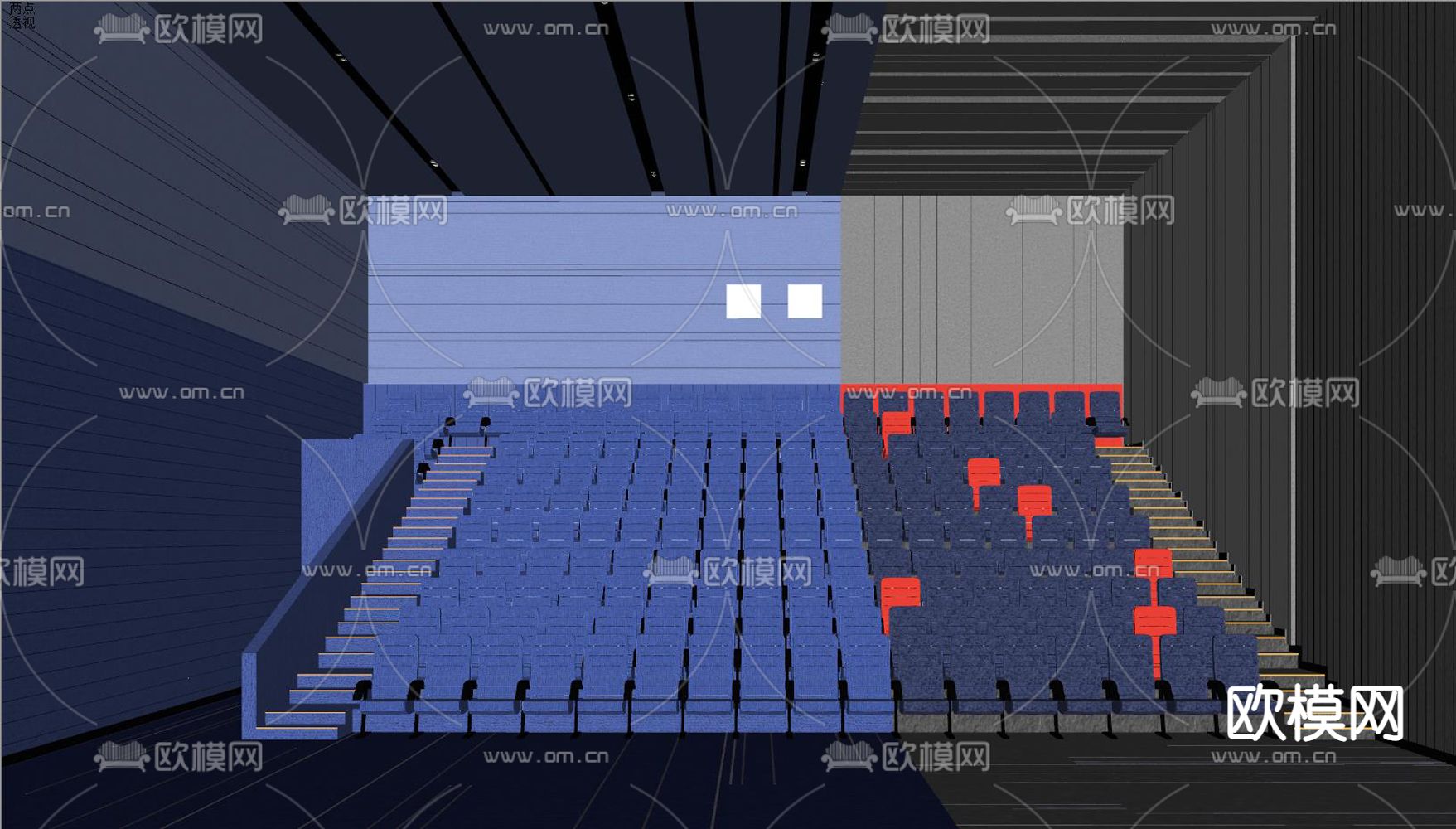 现代电影院放映厅su模型下载（渲染图2）