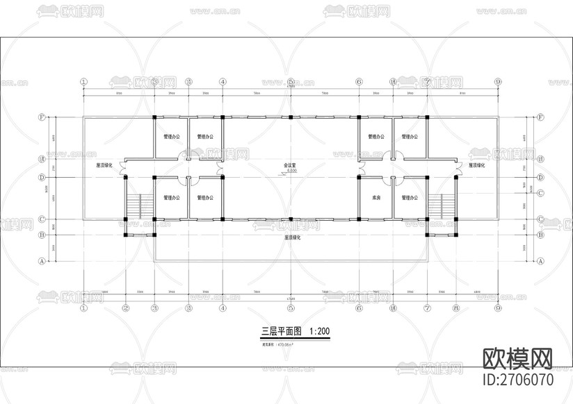 三層小型汽車站建筑cad施工圖下載(渲染圖4)