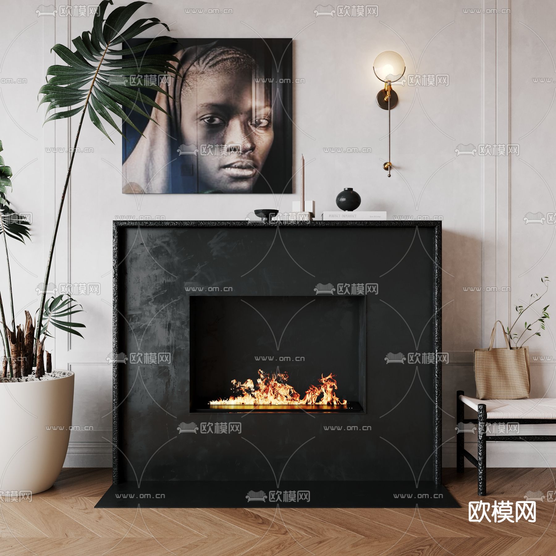 黑色壁炉 火炉3d模型下载