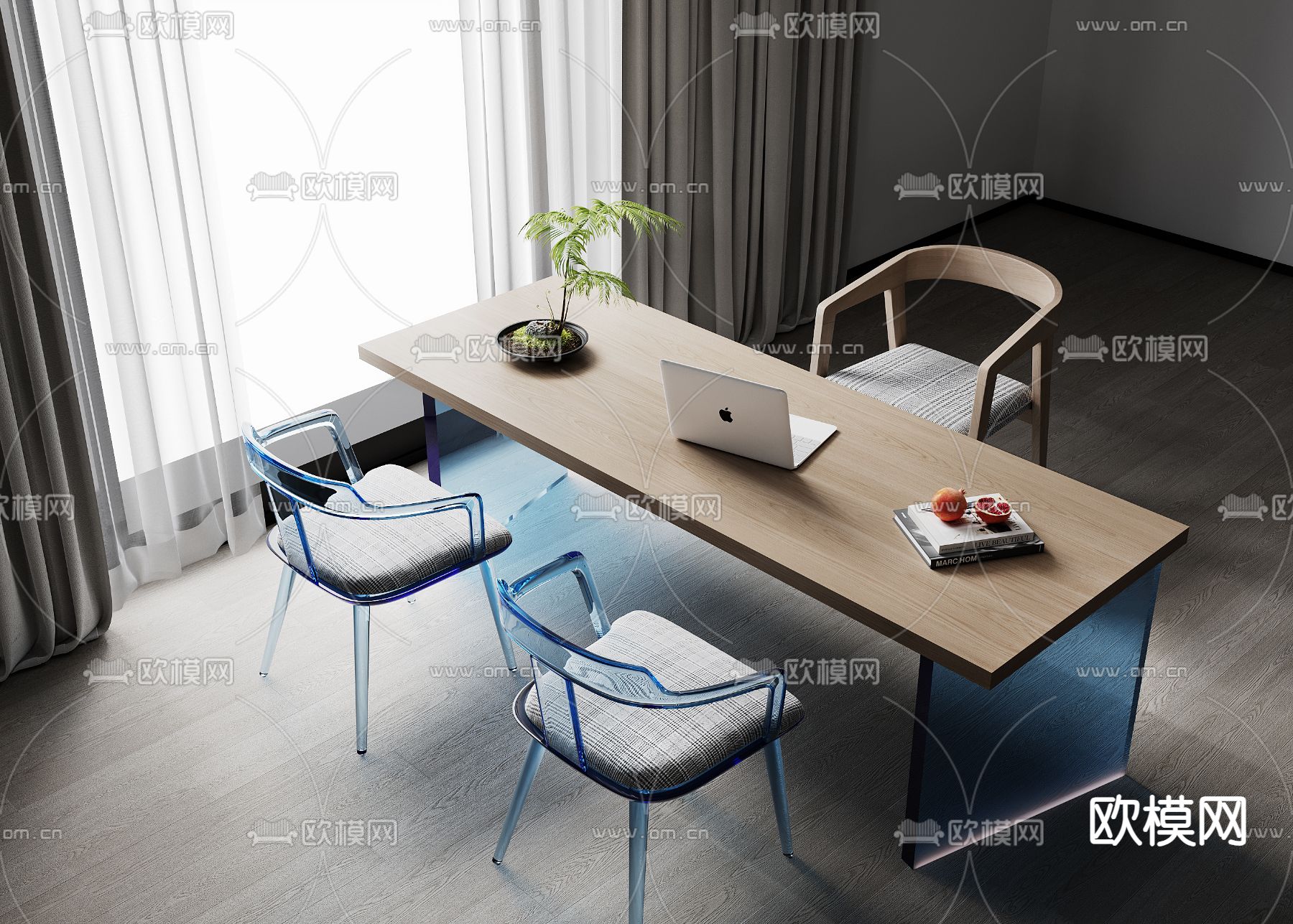 现代书桌3d模型下载_ID14146760_3dmax免费模型-欧模网