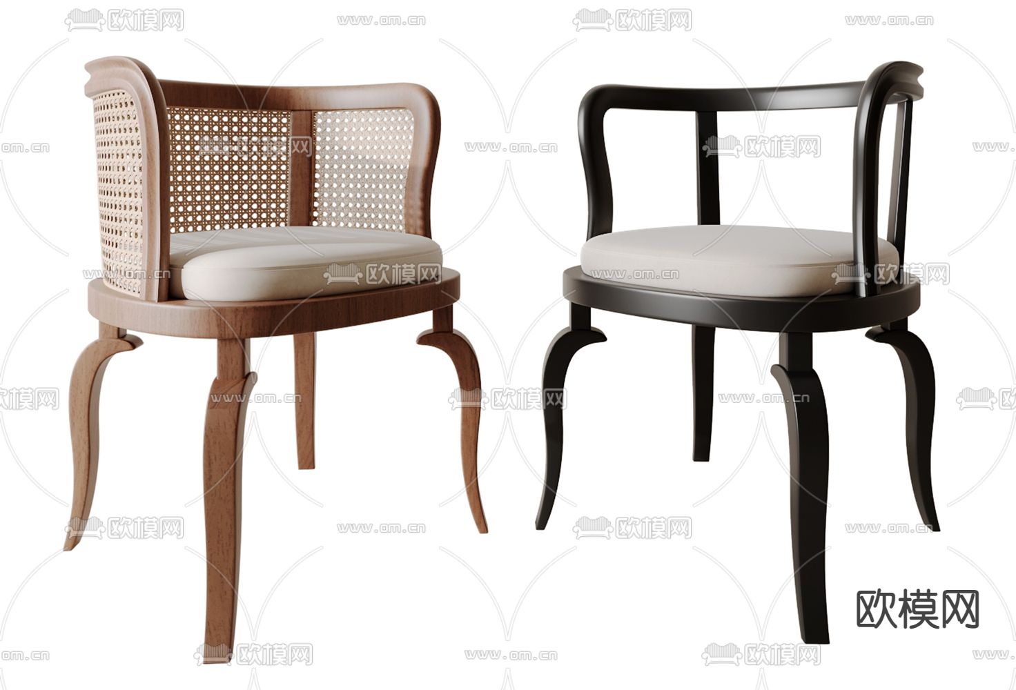 侘寂风餐椅 椅子3d模型下载（渲染图2）