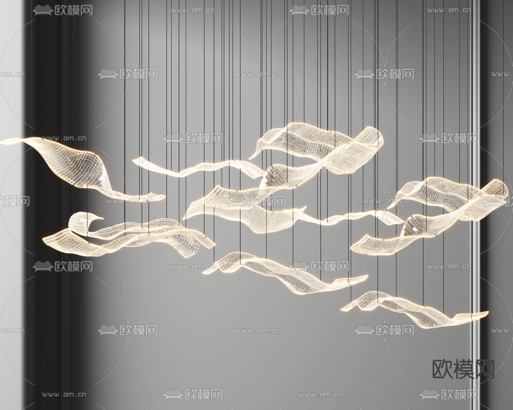 飘带吊灯 装饰灯 大堂吊灯3d模型下载