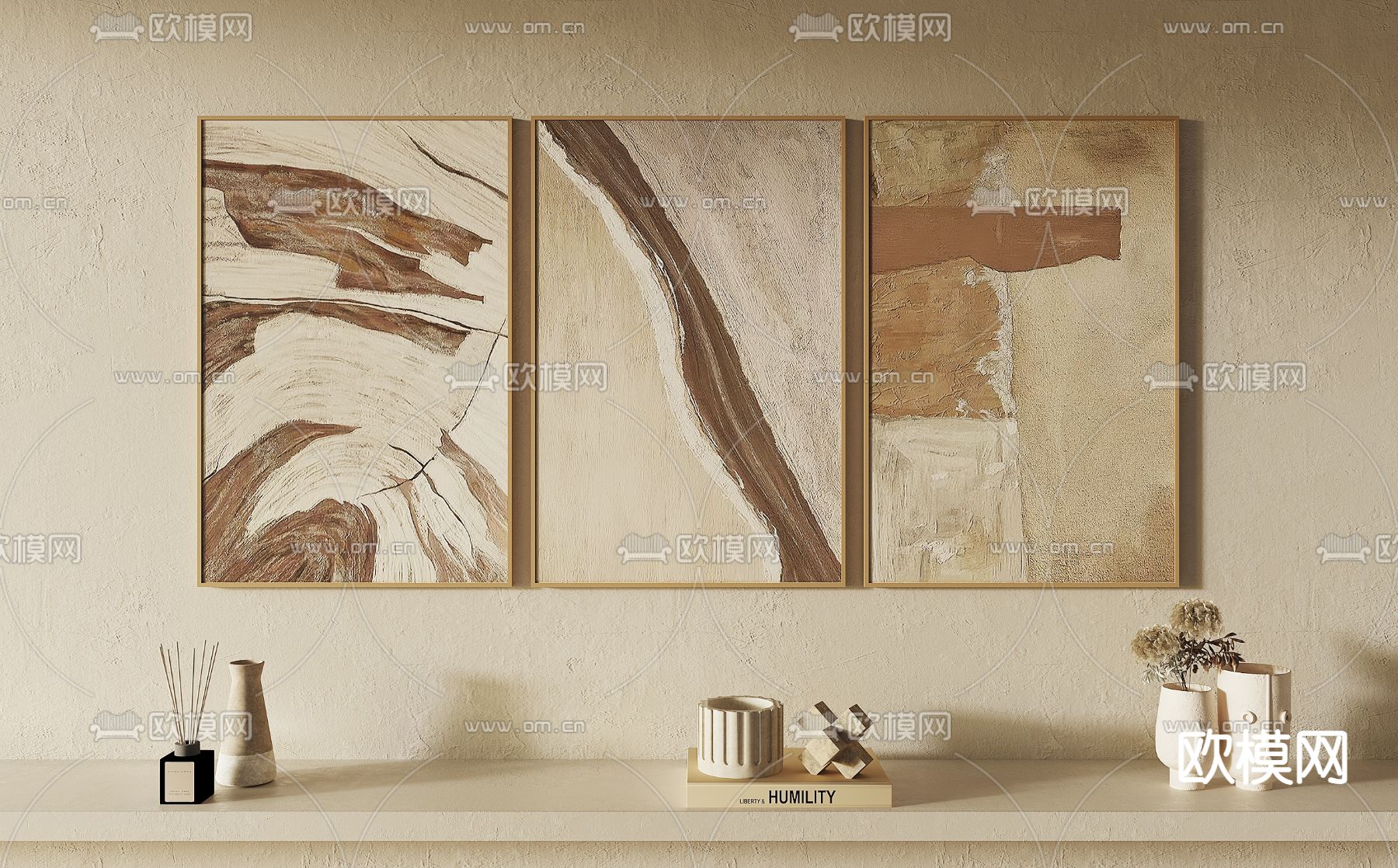 侘寂装饰挂画su模型下载（渲染图1）