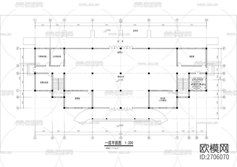 三層小型汽車站建筑cad施工圖下載(渲染圖2)