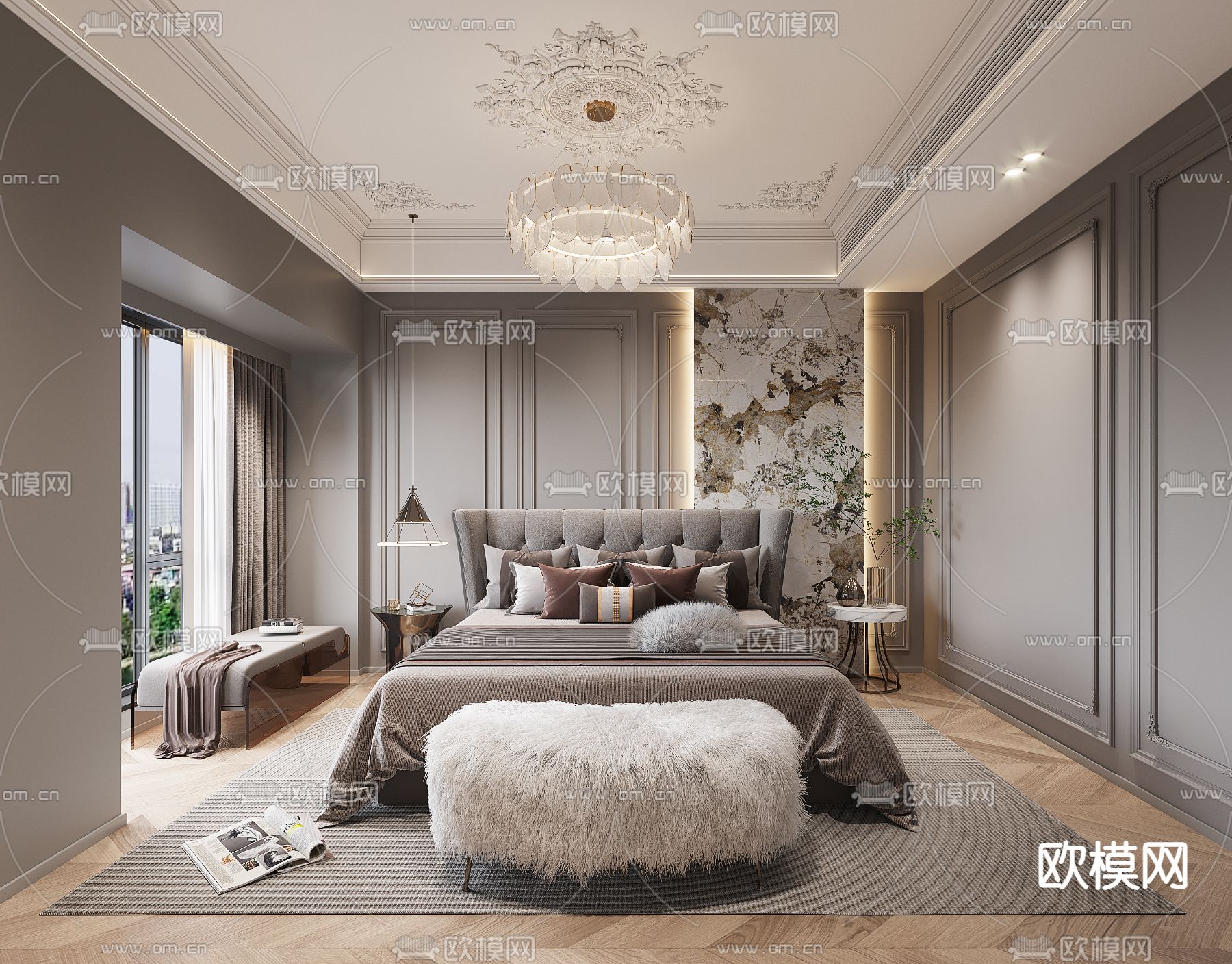 法式卧室 主卧3d模型下载