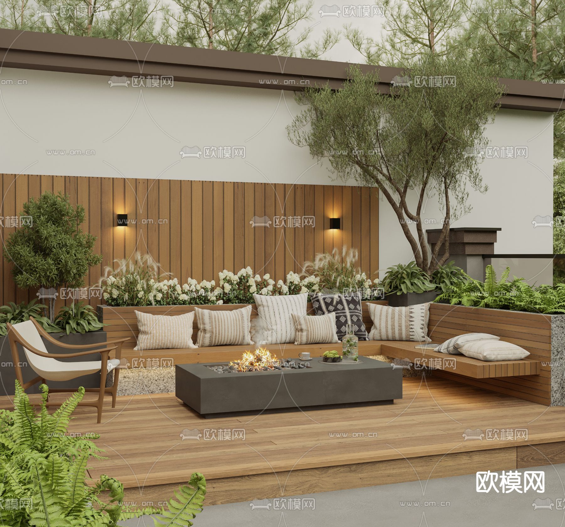 别墅庭院 屋顶花园3d模型下载（渲染图2）