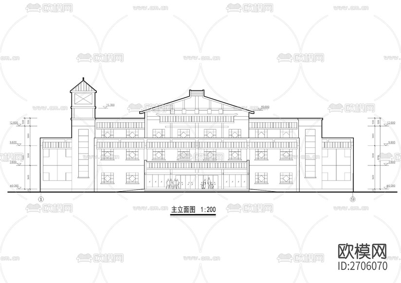 三層小型汽車站建筑cad施工圖下載(渲染圖1)