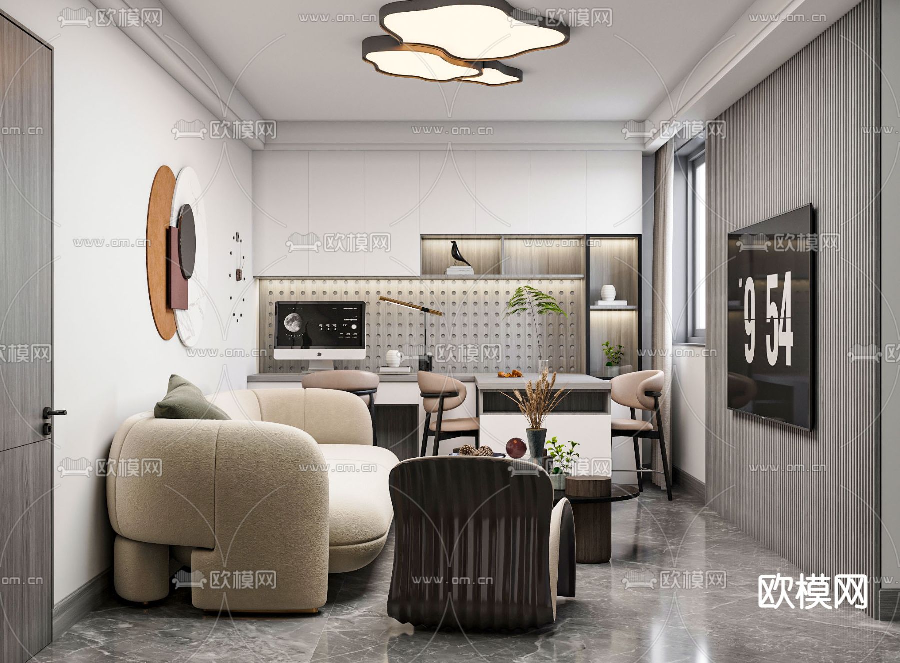 现代公寓su模型下载（渲染图1）