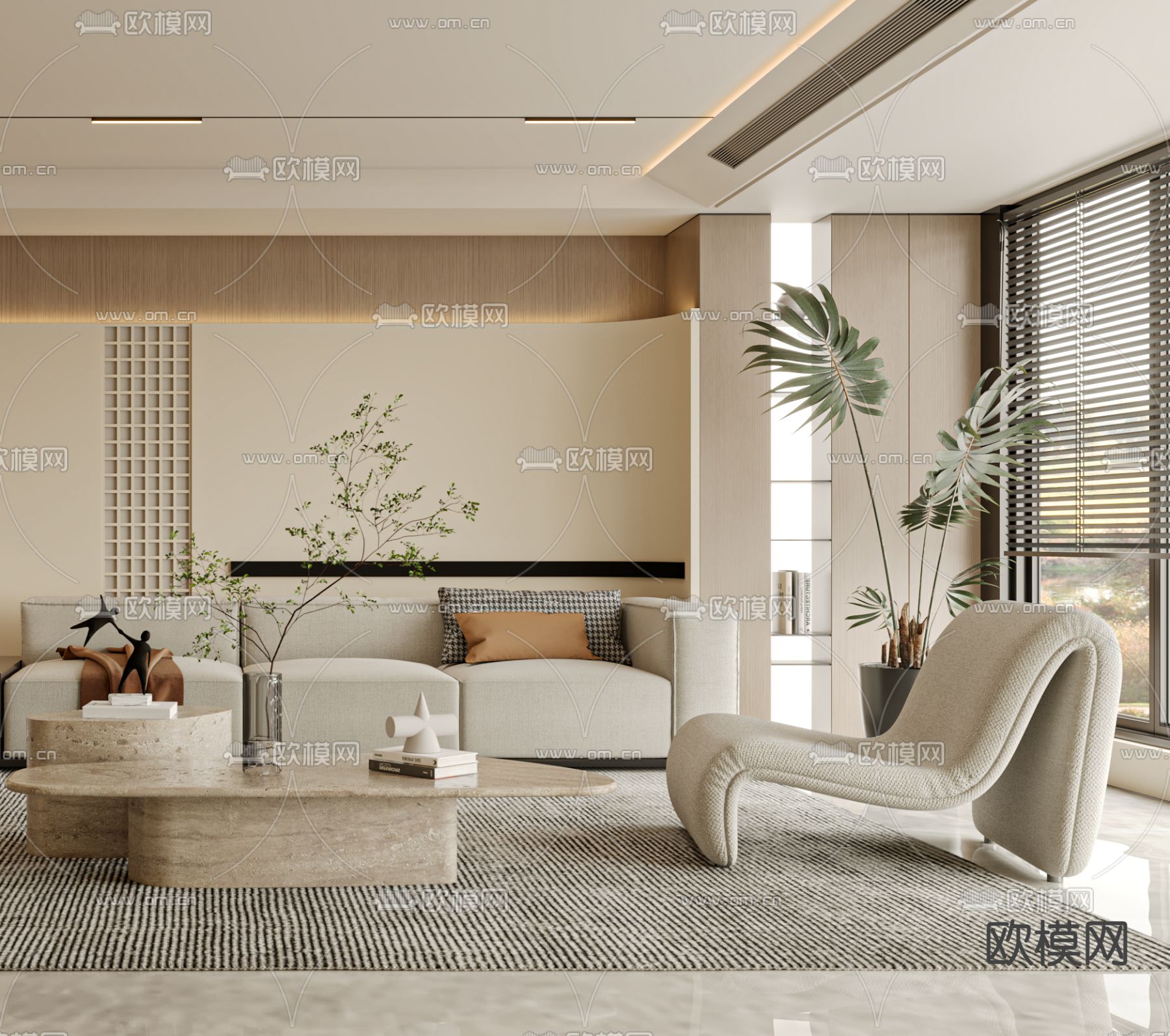 现代客厅3d模型下载（渲染图2）