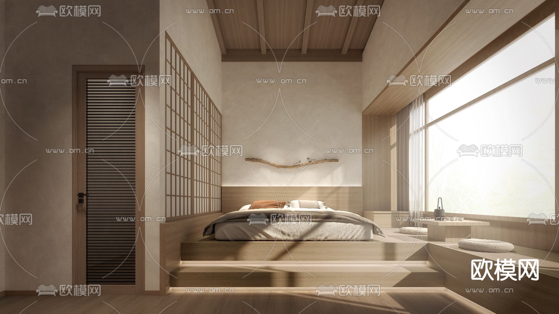 侘寂民宿 卧室3d模型下载